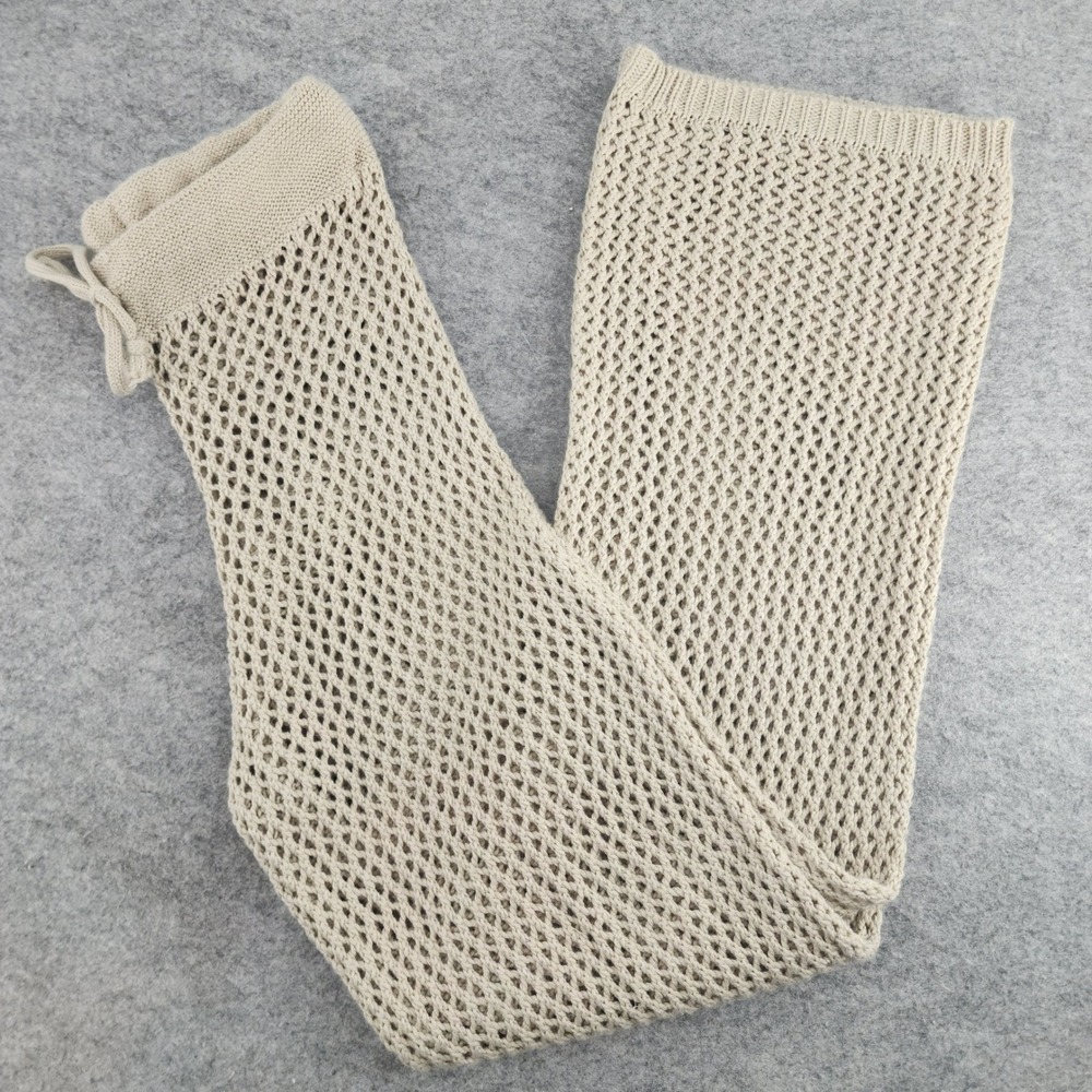 Unbranded Beige Open Knit Crochet Mesh Flare Beach Cover Up Pants Women Medium